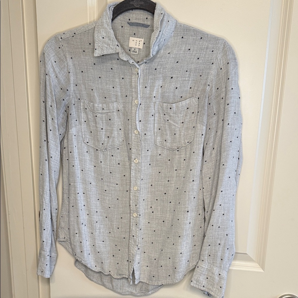 a new day Women's Light Blue Checkered Button Down Shirt